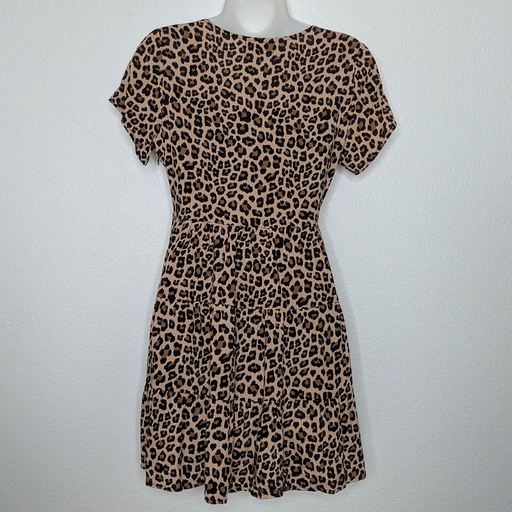 Altar'd State Leopard Print Tiered Mini Dress Women's Size S - Picture 2 of 11